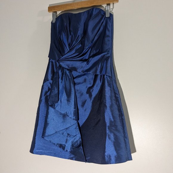 *3/$10* Impression Bridal Strapless Ruched Dress Blue Size 8 - Picture 1 of 5
